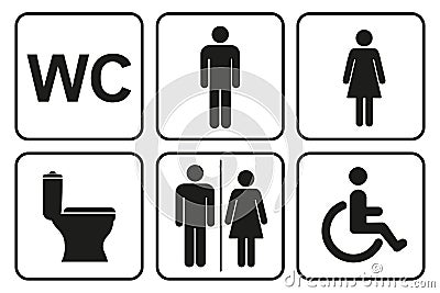 Toilet icons set, toilet signs, WC signs â€“ vector Vector Illustration